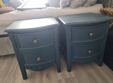 Set of Navy & Gold Bedside Lockers