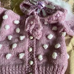 Beautiful Cardigan and bonnet set Easter