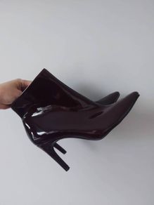 M&S ladies patent burgundy ankle boots (brand new)