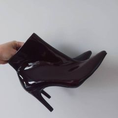 M&S ladies patent burgundy ankle boots (brand new)