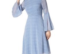 LK Bennett Abbie Blue Silk Dress Size 8