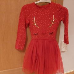 Girls christmas reindeer party dress age 5-6 years