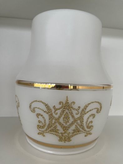 Glass Ceiling light Shade Vintage. Milky Finish With Gold Tones And Gold Frost Detail & Gold  Trim. Is really Beautiful Hung