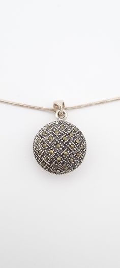 925 Vintage Sterling Silver Necklace, Montrose Blue Agate And Marcasite Reversible Pendant