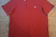 Fred Perry Maroon Polo Shirt White Light Blue Twin Tip Made in UK XL