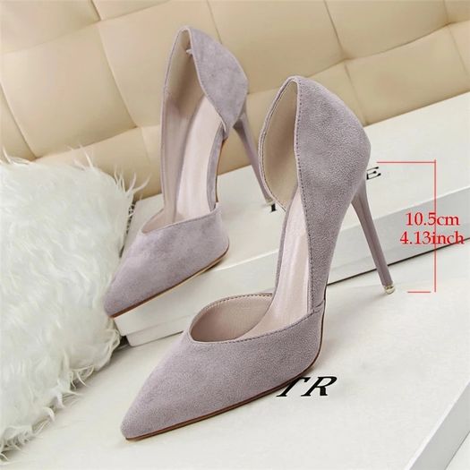 grey high heels or blue suede looking size fits uk 2 and half