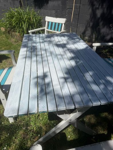 garden table and four chairs