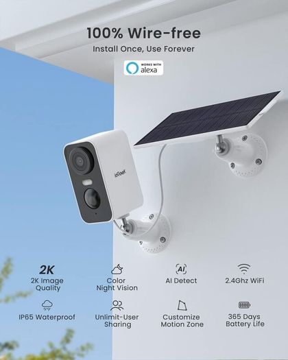 Solar Security Camera Outdoor Wireless with Color Night Vision, Battery CCTV Camera Systems, WiFi Outdoor Camera Home Security Camera, Sound Floodlight Alarm, Motion Detection
