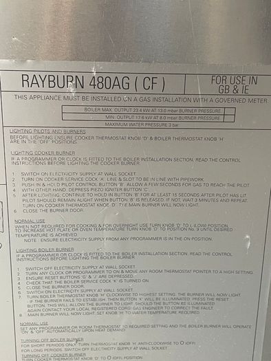 Rayburn 480AG Central Heating,Hot Water and Oven Model