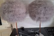 A pair of marble based feather table lamps