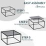 Glass Coffee Table, Small Modern Coffee Table Square Simple Center Tables for Living Room 26.7 x 26.7 x 15.7 Inches, Gray Black Image 3