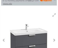 Brand New Sonas Stockholm 80cm Wall-hung Vanity  Midnight Grey