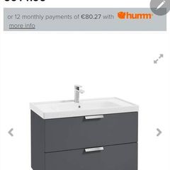 Brand New Sonas Stockholm 80cm Wall-hung Vanity  Midnight Grey