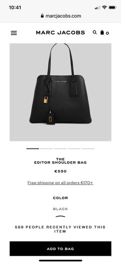 Marc Jacobs Editor black shoulder bag retails 550