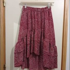 Burgundy & white skirt size S