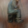 Fisherman- Solid Wood Hand Carving of Fisherman smoking a pipe. In mint condition. Approximately 50 years old Image 2