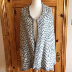 Per Una Ladies Grey Mix Open Front Edge to Edge Heavy Cardigan /Coatagin Medium 12/14 includes post