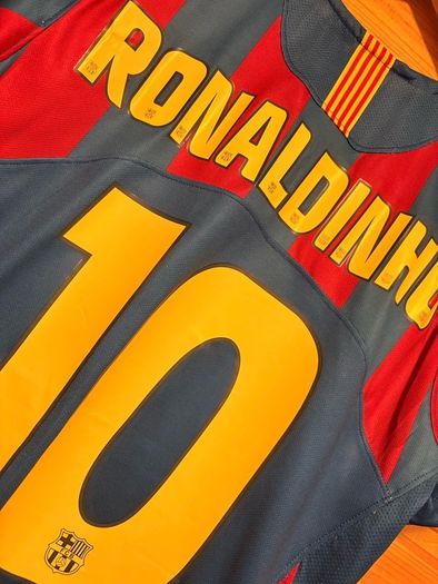 2006 Ronaldinho Barcelona Champions League Replica Retro Jersey