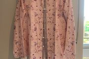 Long-sleeve floral pink blouse (L)