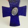 Blue Glass Cross with Silver Medallion Image 7