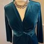 Rowen Avenue Teal Velvet like Wrap style Dress - Size S Image 7