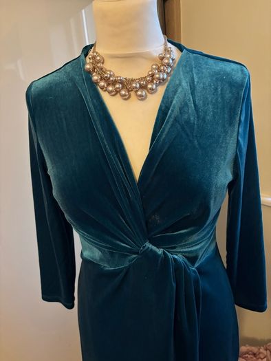 Rowen Avenue Teal Velvet like Wrap style Dress - Size S