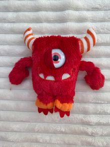 Keel Toys Monsterous Bullseye Plush Red Monster Striped Horns Halloween Used Please look at the pictures