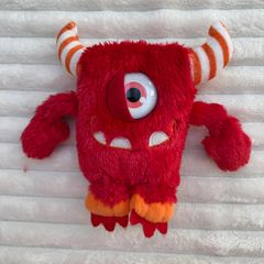 Keel Toys Monsterous Bullseye Plush Red Monster Striped Horns Halloween Used Please look at the pictures
