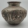 Antique Asian / Oriental White Metal Jar / Vase 19th Century Hand Decorated Image 5