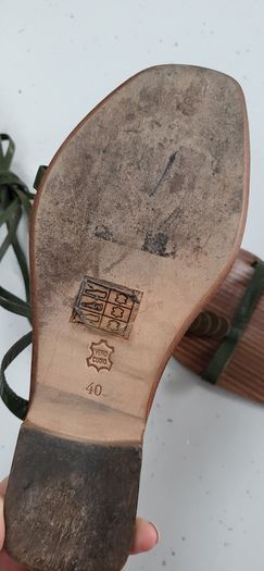 Italian leather khaki green gladiator sandals Sz 40 (Fit 7UK)