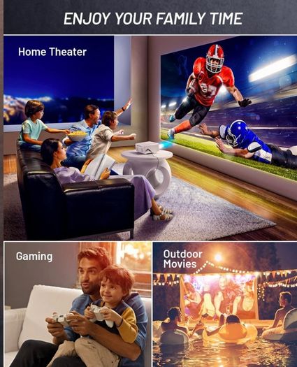 WiFi Projector with Projection Screen 1080P Full HD, 9000 Lux Portable Video 4K Projector Compatible with iphone TV Stick PS5 HDMI USB, Multimedia Home Movie Theater Projector (FREE POSTAGE)