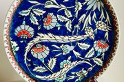 Vintage Turkish Kutahya Unal Cini Ceramic Wall Plate 26cm Hand Painted Iznik Style