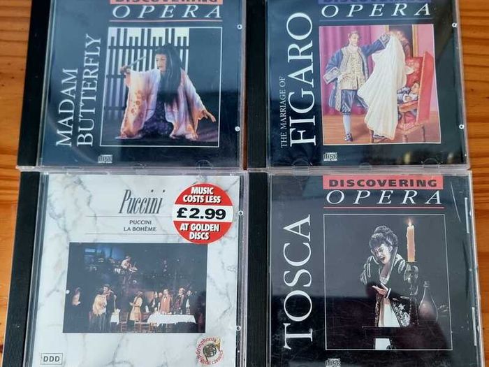 4 CD's Discovering Opera - Madam Butterfly / La Boheme / Figaro / Tosca. VG condition.