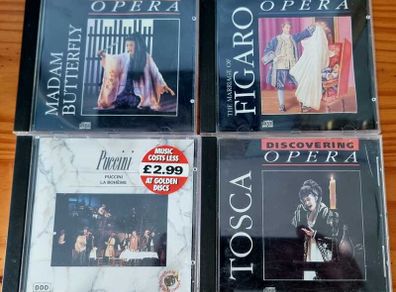 4 CD's Discovering Opera - Madam Butterfly / La Boheme / Figaro / Tosca. VG condition.