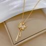 Butterfly Pendant Crystal Gold Necklace Image 3
