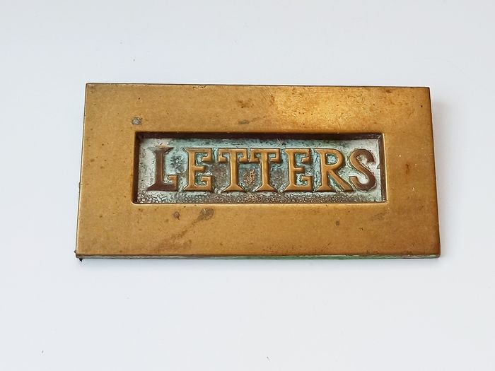 Antique sollid brass door letter plate  17x8.5cm