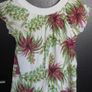 ladies tropical palm tree white top with green + pink floral design  small 8 -10 Image 4