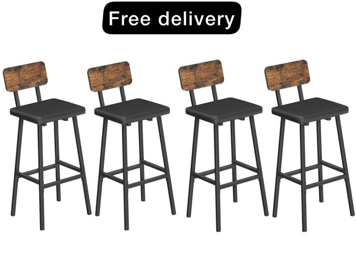 Bar Stools Set of 4, PU Upholstered