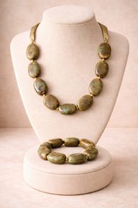 Vintage Chunky Stone Necklace & Bracelet Set