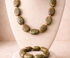 Vintage Chunky Stone Necklace & Bracelet Set
