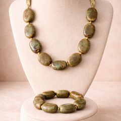 Vintage Chunky Stone Necklace & Bracelet Set