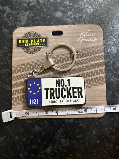 Novelty Irish "No. 1 Trucker" Registration Plate Keyring by Kilnew Greetings