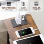 Slim Bedside Table Set of 2 with Charging Station, Narrow Side Table with 2 Fabric Drawers, End Table with Open Storage Shelf, Nightstand for Small Spaces, Living Room, Brown Image 3