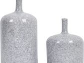 Grey White Modern Vase for Flowers, Set of 2 Ceramic Vase for Home Decor, Decorative Pottery Glazed Stoneware Vases for Living Room, Table, Bedroom, Mantel,16cm & 25cm Tall
