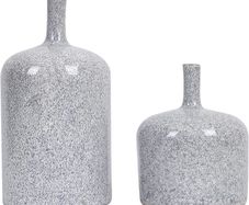 Grey White Modern Vase for Flowers, Set of 2 Ceramic Vase for Home Decor, Decorative Pottery Glazed Stoneware Vases for Living Room, Table, Bedroom, Mantel,16cm & 25cm Tall