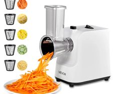Electric Cheese Grater Salad Maker, 200W Salad Shooter, Electric Vegetable Slicer Shredder Chopper for Fruits with 5 Attachments
