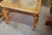 Vintage carved side table with glass cover