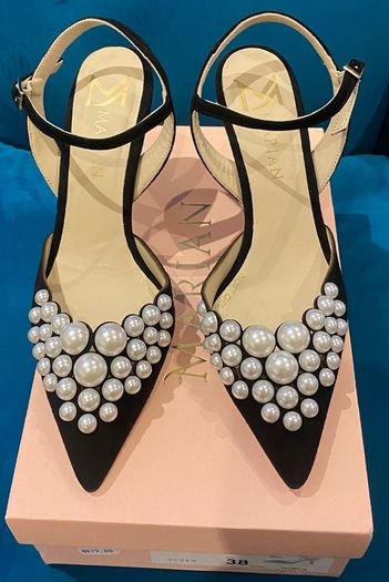 Marian black suede shoes with pearls
