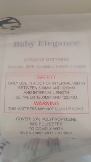 New Baby Elegance Fibre Mattress for Cot