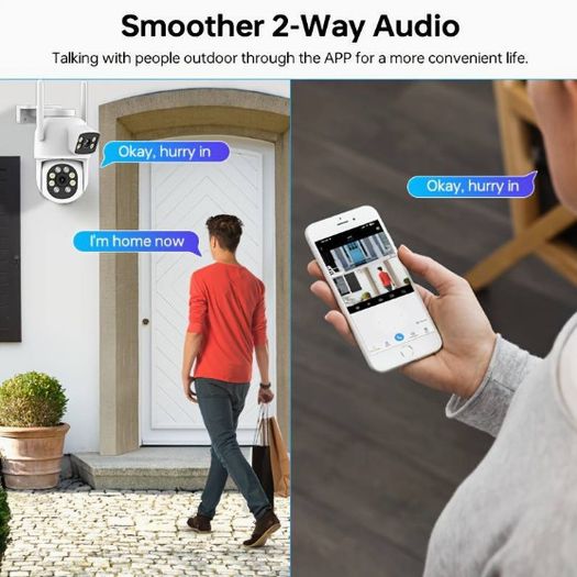 WiFi Security Camera Outdoor Dual Lens 2.4 / 5ghz Wireless IP Camera For Home Security Monitoring